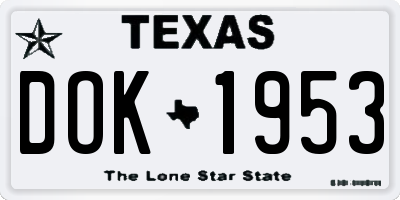 TX license plate DOK1953