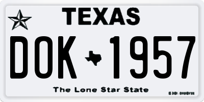 TX license plate DOK1957