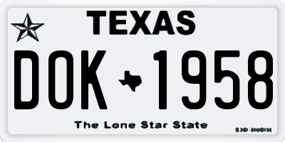 TX license plate DOK1958