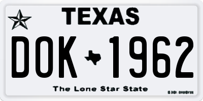 TX license plate DOK1962