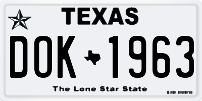 TX license plate DOK1963