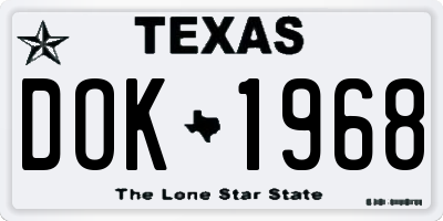 TX license plate DOK1968