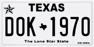 TX license plate DOK1970