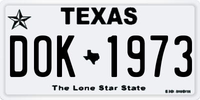 TX license plate DOK1973