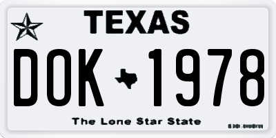 TX license plate DOK1978