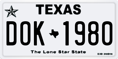 TX license plate DOK1980