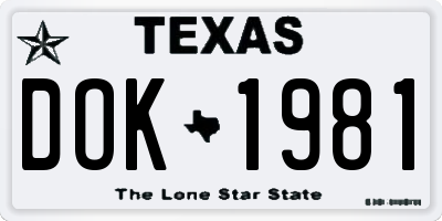 TX license plate DOK1981