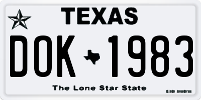 TX license plate DOK1983