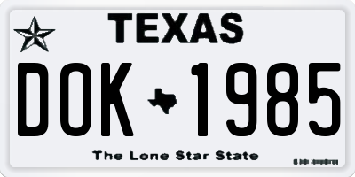 TX license plate DOK1985