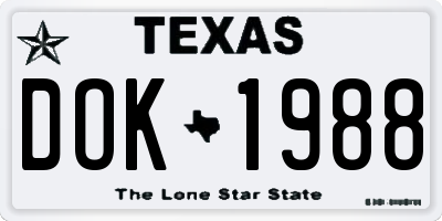 TX license plate DOK1988