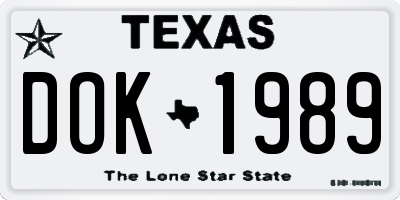 TX license plate DOK1989