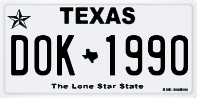 TX license plate DOK1990