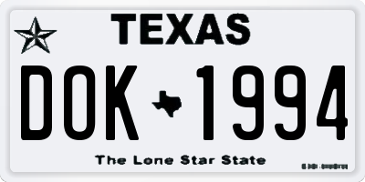 TX license plate DOK1994
