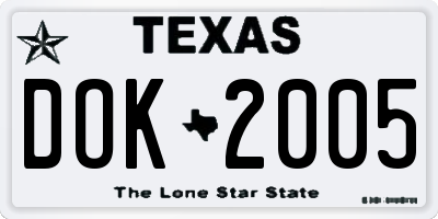 TX license plate DOK2005