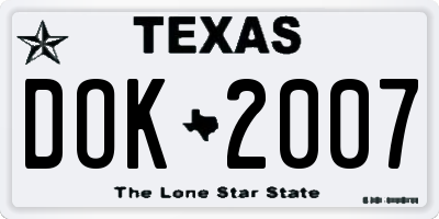 TX license plate DOK2007
