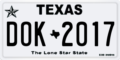TX license plate DOK2017