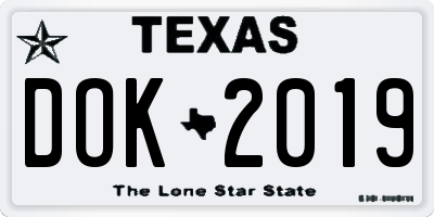 TX license plate DOK2019