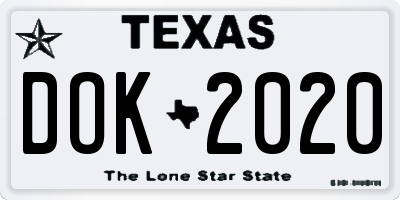 TX license plate DOK2020