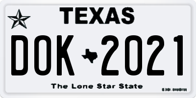 TX license plate DOK2021