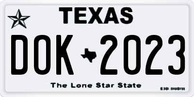 TX license plate DOK2023