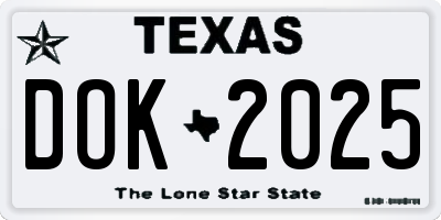 TX license plate DOK2025