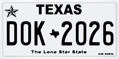 TX license plate DOK2026