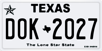 TX license plate DOK2027