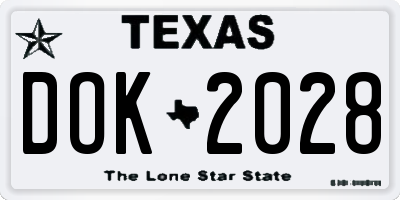 TX license plate DOK2028