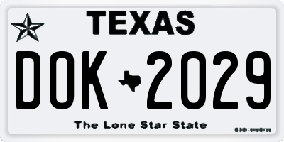 TX license plate DOK2029