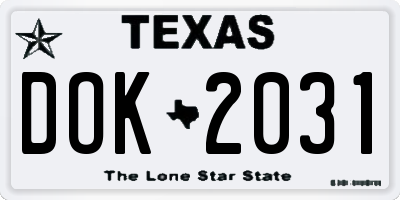 TX license plate DOK2031