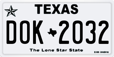 TX license plate DOK2032