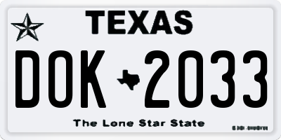 TX license plate DOK2033
