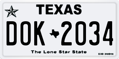 TX license plate DOK2034