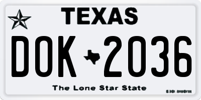 TX license plate DOK2036