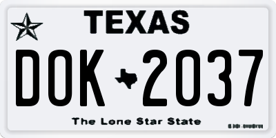 TX license plate DOK2037