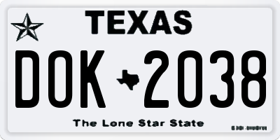 TX license plate DOK2038