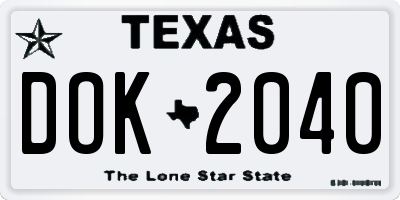 TX license plate DOK2040