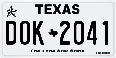 TX license plate DOK2041