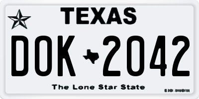 TX license plate DOK2042