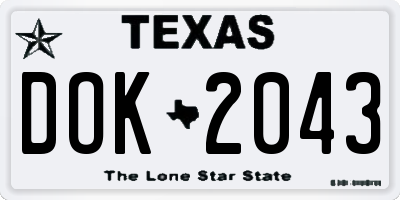 TX license plate DOK2043