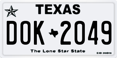 TX license plate DOK2049