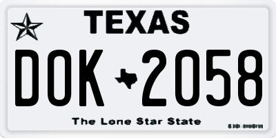 TX license plate DOK2058