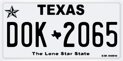 TX license plate DOK2065