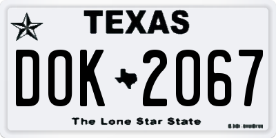TX license plate DOK2067