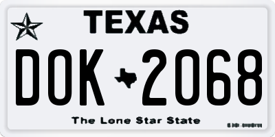 TX license plate DOK2068