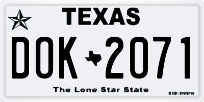 TX license plate DOK2071