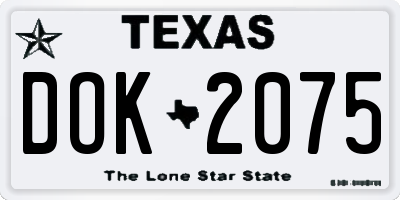 TX license plate DOK2075