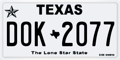 TX license plate DOK2077