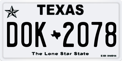 TX license plate DOK2078