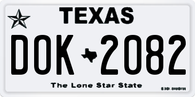 TX license plate DOK2082